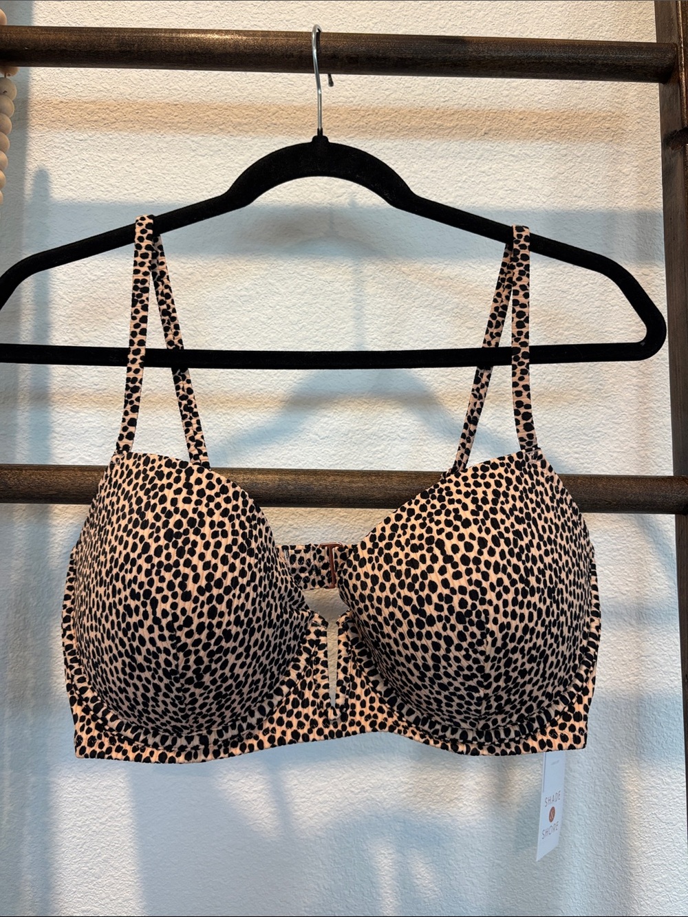 Shade & Shore Leopard Print T-Shirt Bra - Black & Cream